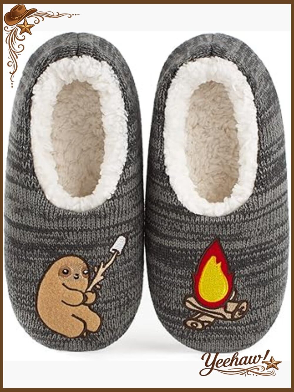 Women's Non-Slip Knit Slippers with Sherpa Lining Memory Foam